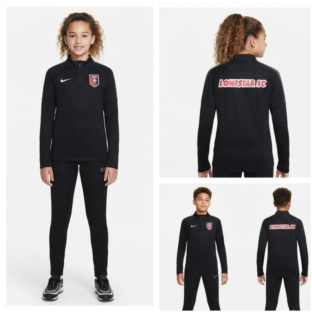 Nike Lonestar Soccer Club Kids Unisex Black Quarter Zip Pullover Training Top XL